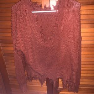 SHEIN frayed cropped sweater